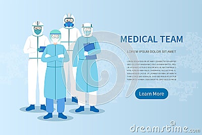 Medical Team . Doctor with PPE Personal Protective Equipments coat . Cartoon characters . Vector Vector Illustration