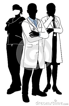 Medical team doctor silhouettes Vector Illustration