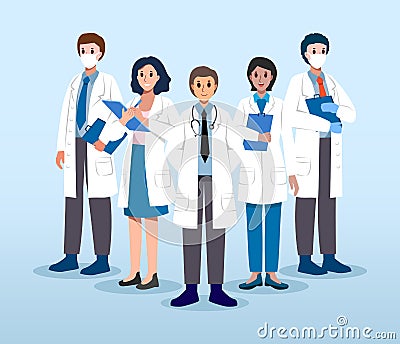 Medical Team . Male and female doctors . Cartoon characters . Vector Vector Illustration
