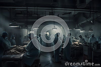 Medical Team Performing Surgical Operation in Modern Operating Room. Neural network AI generated Stock Photo