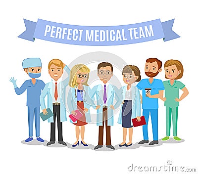 Medical team. Set of hospital medical staff. Doctors, nurses Vector Illustration