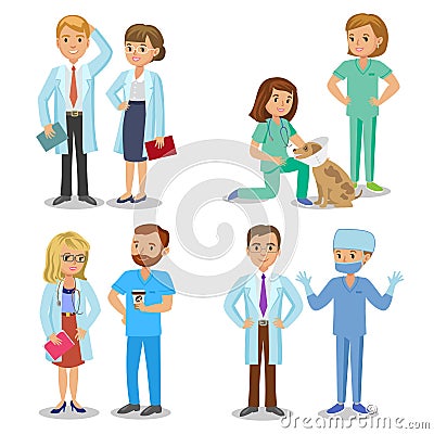 Medical team. Set of hospital medical staff. Doctors, nurses Vector Illustration