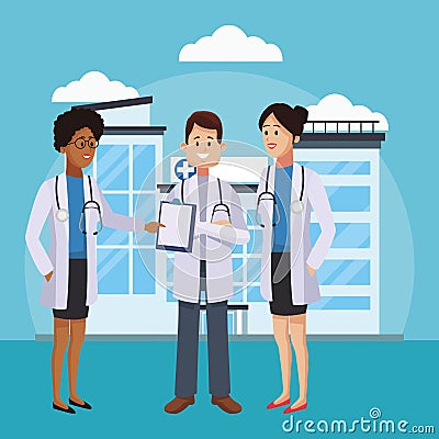 Medical teamwork cartoon Vector Illustration