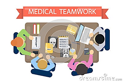 Medical teamwork illustration. Vector Illustration