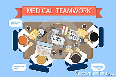 Medical teamwork illustration. Vector Illustration