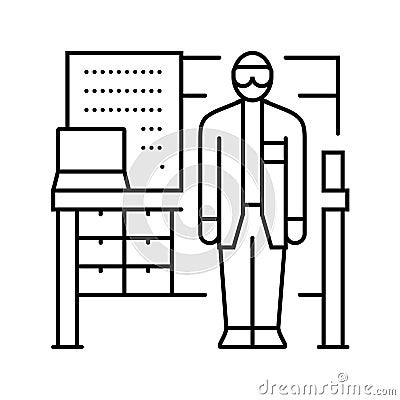 medical technologist at workbench line icon vector illustration Vector Illustration