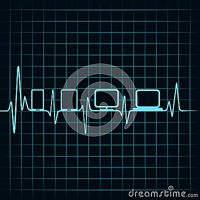 Medical technology concept -heartbeat gadgets icon Vector Illustration