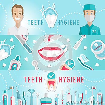 Medical teeth hygiene infographic web banner Vector Illustration