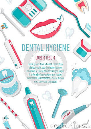 Medical teeth hygiene leaflet A4 Vector Illustration