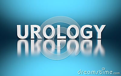 Medical term Urology on blue background Cartoon Illustration