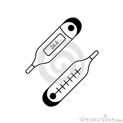 Medical thermometer outline icon vector. Vector Illustration
