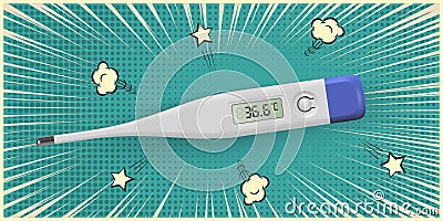 Medical thermometer showing normal temperature. Medicine and healthcare. Examination, diagnosis and treatment strategy Vector Illustration