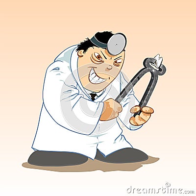 Medical toons - Evil Dentist Vector Illustration