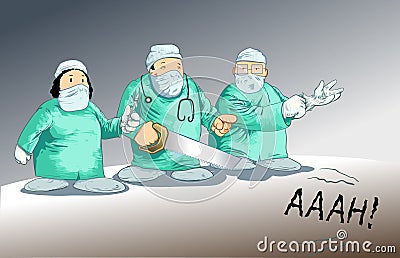 Medical toons - Surgery parody Vector Illustration