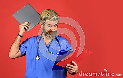 Medical treatment concept. Virus infection bacteria. Hospital department. Hospital admission. Health care. Documents and Stock Photo