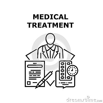 Medical Treatment Sick Concept Black Illustration Vector Illustration