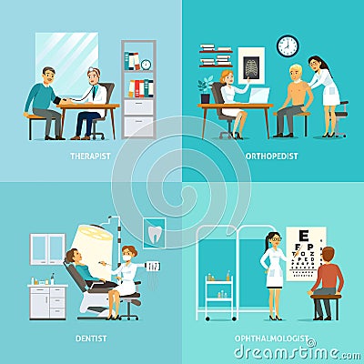 Medical Treatment Square Composition Vector Illustration