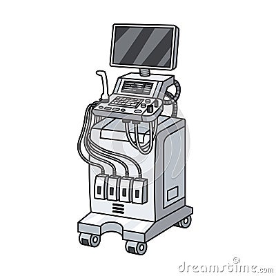 Medical ultrasound device tool scanner science Cartoon Illustration