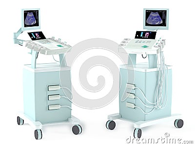 Medical Ultrasound diagnostic machine isolated Stock Photo