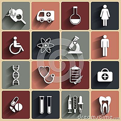 Medical vector flat icons set Stock Photo