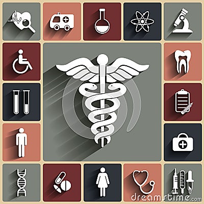 Medical vector flat icons set Stock Photo