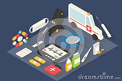 Medical vector icons set. Healthcare infographic Vector Illustration