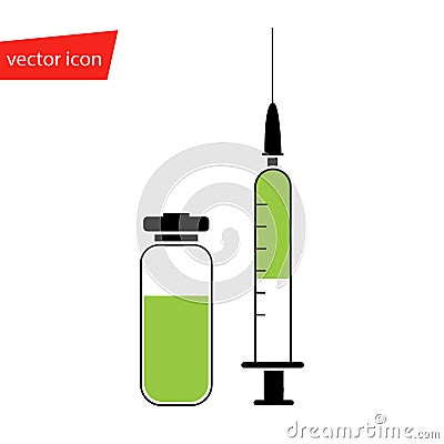 Medical vector syringe for injection vaccine Vector Illustration