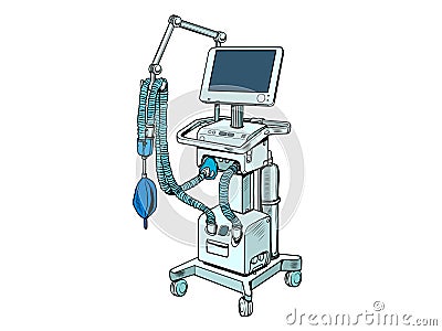 Medical ventilator, treatment of lung diseases, coma Vector Illustration