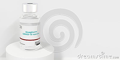 Medical vial with SINOPHARM VACCINE text. Editorial 3D rendering Editorial Stock Photo
