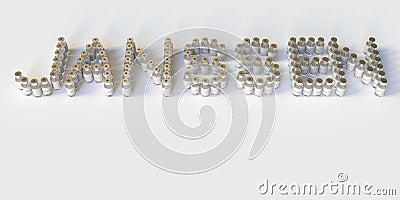 Glass vials compose JANSSEN text on white background, editorial conceptual 3D rendering Editorial Stock Photo