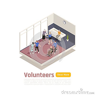 Medical Volunteering Isometric Background Vector Illustration