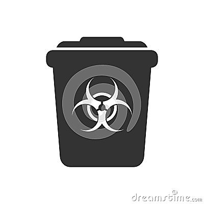 Medical waste disposal, biohazard symbol, icon isolated on white background, warning sign Vector Illustration