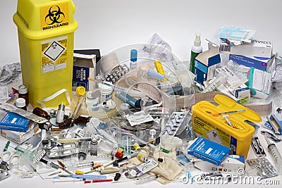 Medical Waste for Disposal - Infection Risk Editorial Stock Photo