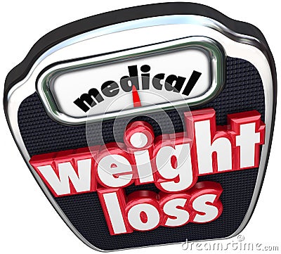 Medical Weight Loss Scale Words Help Assistance Supervised Diet Stock Photo