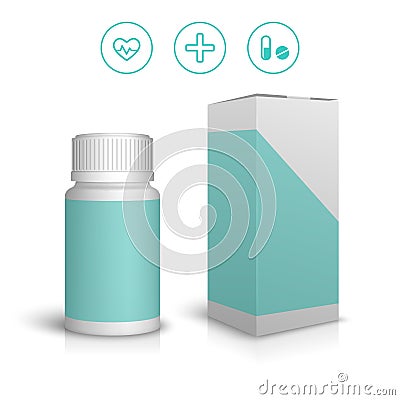 Medical white plastic bottle Stock Photo