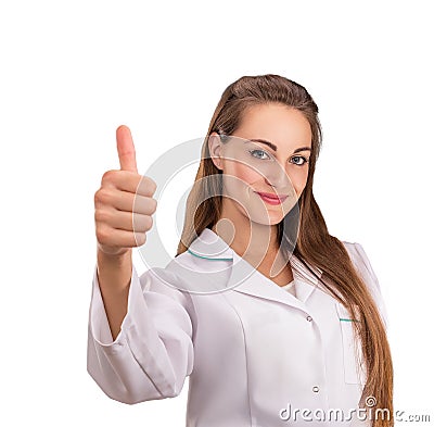 Medical woman worker is wearing white clothes Stock Photo