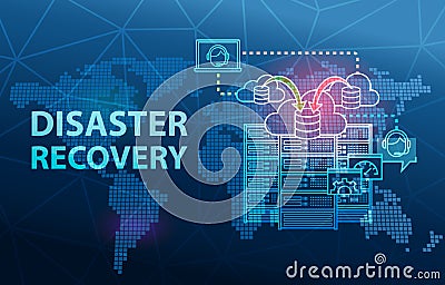 Disaster Recovery Cloud Server Data Loss Prevention Concept Background Stock Photo