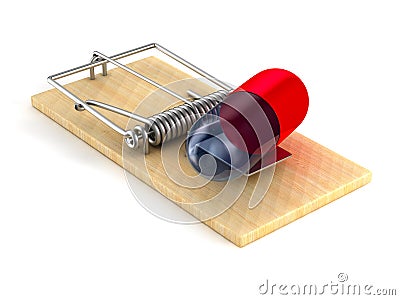 Medicaments in mousetrap. Isolated 3D illustration Cartoon Illustration