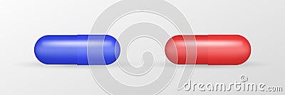 Medicaments top view vector of a red and blue oval pill on white background Vector Illustration