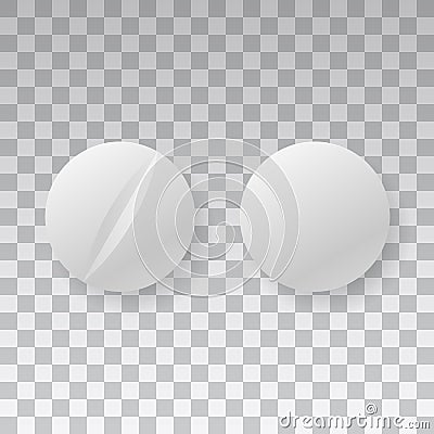 Medicaments top view vector of two white circular pills on transparent background Vector Illustration