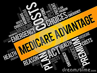 Medicare Advantage word cloud collage Stock Photo