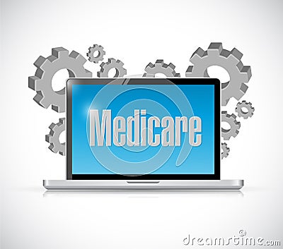 Medicare computer technology sign concept Cartoon Illustration