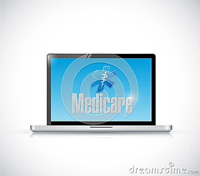 Medicare computer technology sign concept Cartoon Illustration