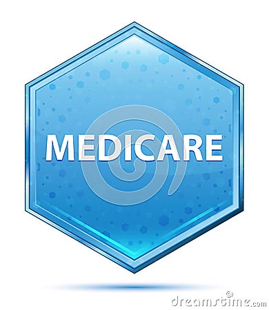 Medicare crystal blue hexagon button Stock Photo