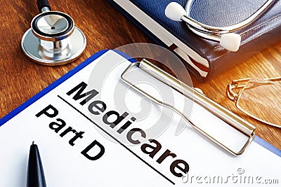 Medicare Part D documents with clipboard Stock Photo