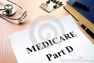 Medicare Part D on a table. Stock Photo