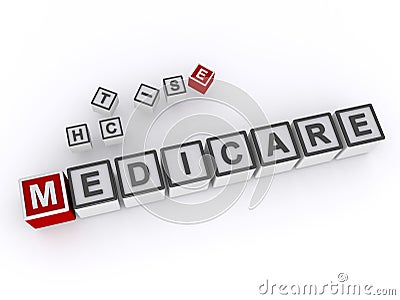 medicare word block on white Stock Photo