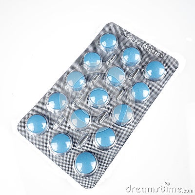 Medication Pills on white background Stock Photo