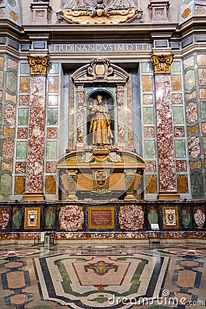 Medici Chapels interior - Cappelle Medicee. Michelangelo Renaissance art in Florence, Italy Editorial Stock Photo