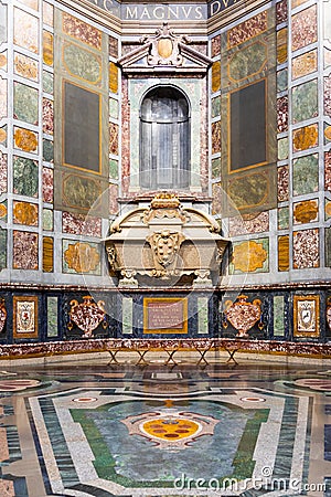 Medici Chapels interior - Cappelle Medicee. Michelangelo Renaissance art in Florence, Italy Editorial Stock Photo